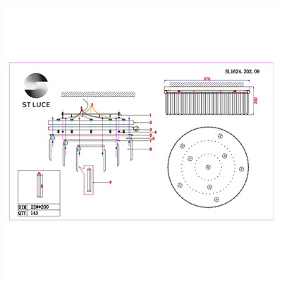 SL1624.202.09 Люстра потолочная ST-Luce шампань/прозрачный E14 9*40W