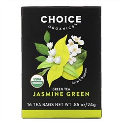 Choice Organic Teas, Green Tea, Organic Jasmine Green, 16 Tea Bags, .85 oz (24 g)