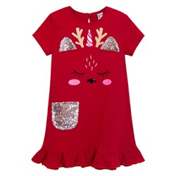 81193 Платье для девочки (красный олень)