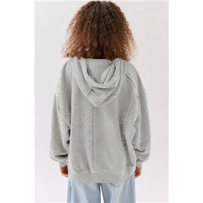 Gray Active Patchwork Detail Warm Winter Hoodie