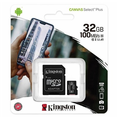 Карта флэш-памяти MicroSD 32 Гб Kingston Canvas Select Plus UHS-1, A1+ SD адаптер (205115)