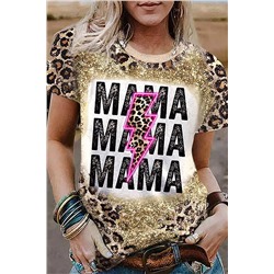 MAMA Lightning Graphic Leopard Dyed T Shirt