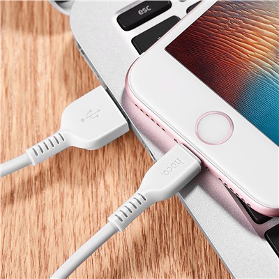 Кабель USB - Apple lightning Hoco X13 Easy (повр. уп)  100см 2A  (white)