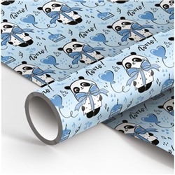 Бумага упаковочная  70х100 см "PandaGift_Blue" 80 г/м2 MS_46381 MESHU