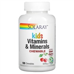 Solaray, Витамины и минералы для детей, в форме жевательных таблеток, с натуральным вкусом вишни, 120 жевательных таблеток