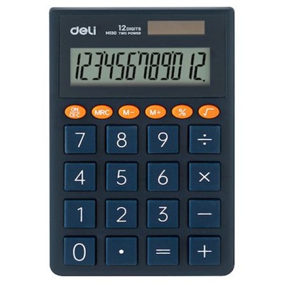 Калькулятор 12 разрядов EM130BLUE синий, карманный (1901483) Deli