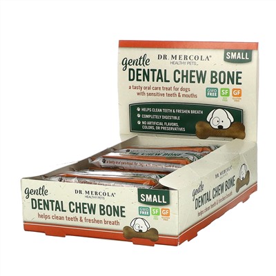 Dr. Mercola, Gentle Dental Chew Bone, Small, For Dogs, 12 Bones, 0.67 oz (19 g) Each