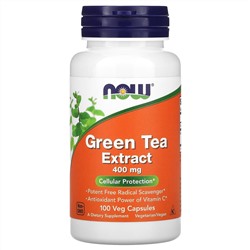 Now Foods, экстракт зеленого чая, 400 мг, 100 вегетарианских капсул