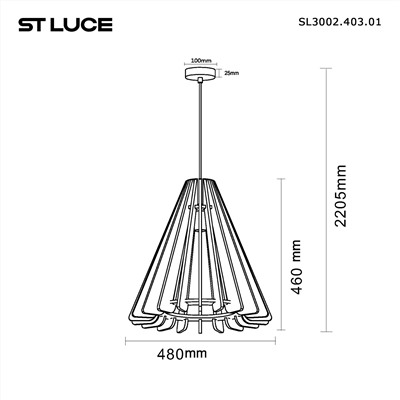 SL3002.403.01 Светильник подвесной ST-Luce Черный/Бежевый E27 1*60W