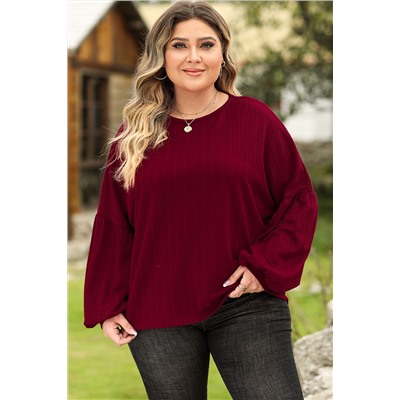 Red Dahlia Plus Size Balloon Sleeve Textured Knit Top