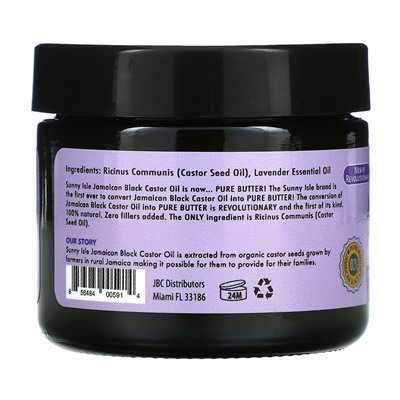 Sunny Isle, Jamaican Black Castor Oil, Pure Butter, Lavender, 2 fl oz