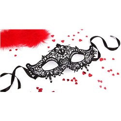 Черная ажурная текстильная маска  Памелла