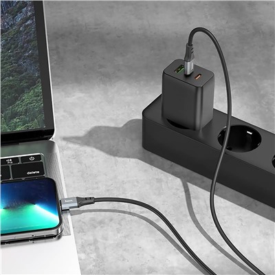 Кабель USB - Apple lightning Hoco X92 (silicone)  300см 2,4A  (black)