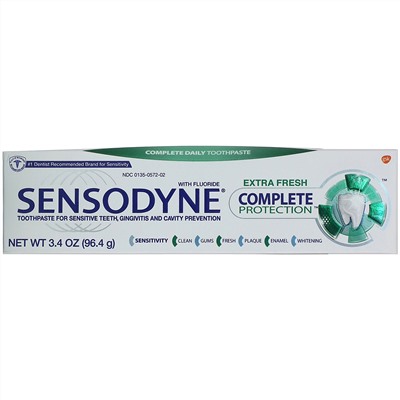 Sensodyne, Complete Protection Toothpaste with Fluoride, Extra Fresh, 3.4 oz (96.4 g)