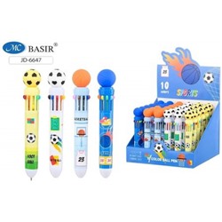 Ручка шариковая автоматическая 10-ти цветная "SPORTS" JD-6647 Basir