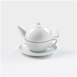 Набор фарфоровый для чая «Бельё», 3 предмета: чайник 470 мл, чашка 300 мл, блюдце