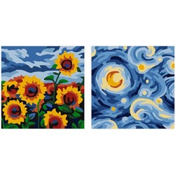 Картина по номерам 9х9 см "Вдохновение Ван Гога" (на магните) живопись с красками и кистью PNBM-002 ФРЕЯ