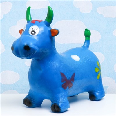 Игрушка - прыгун детская "Коровка" резиновая надувная, 50х29см, синяя