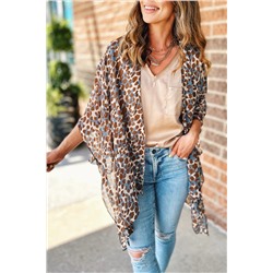 Mixed Colors Leopard Print Flowy Kimono