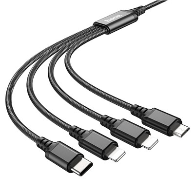 Кабель USB - Multi connector Hoco X76 4in1  100см 2A  (black)