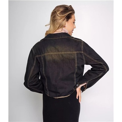 Джинсовая куртка #КТ0152, чёрный
