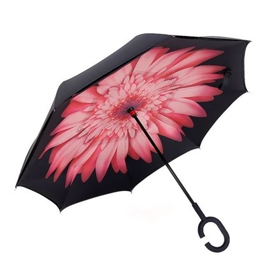 Зонт наоборот Розовый цветокМО-1549