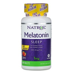 Мелатонин, быстрорастворимый, клубника, 1 мг, 90 таблеток