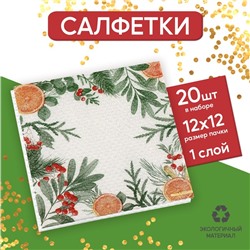 Салфетки бумажные «Новогодний аромат», однослойные, 24 × 24 см, набор 20 шт., на новый год