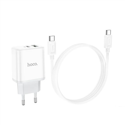 Адаптер Сетевой с кабелем Hoco C105A PD QC3.0 USB/Type-C 20W (Type-C/Type-C) (white)