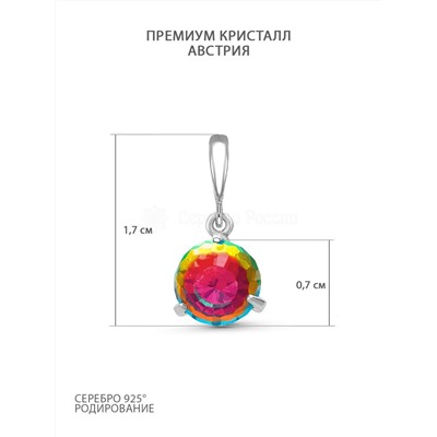 Серьги из серебра с кристаллами Swarovski Мистик зелёный родированные 925 пробы 0045с-001vm