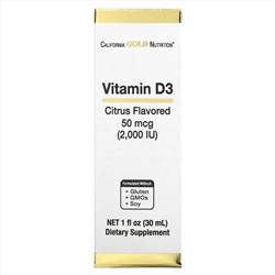 California Gold Nutrition, витамин D3 (цитрус), 2000 МЕ, 30 мл (1 жидк. унция)
