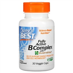 Doctor's Best, комплекс активных витаминов B с Quatrefolic, 30 вегетарианских капсул