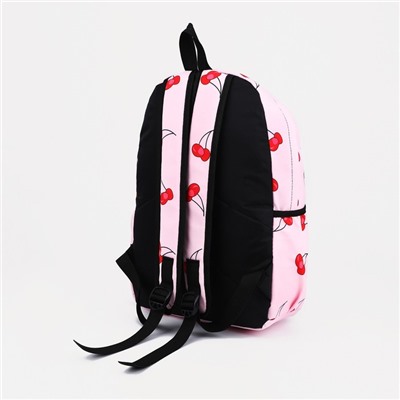 Рюкзак школьный из текстиля на молнии, наружный карман, цвет розовый