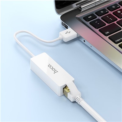 Адаптер Hoco UA22 OTG USB/ethernet RJ45 (100 Mbps) (white)