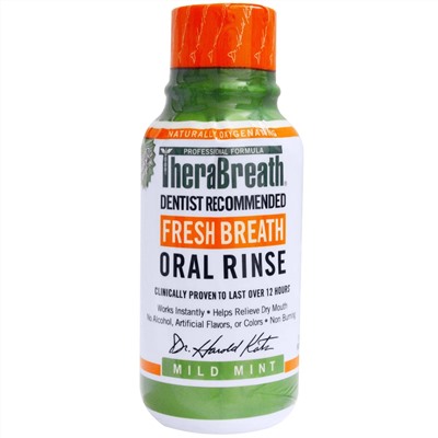 TheraBreath, Ополаскиватель для рта Fresh Breath, мягкий вкус мяты, 3 жидких унции (88,7 мл)