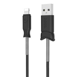 Кабель USB - Apple lightning Hoco X24 Pisces (повр. уп)  100см 2,4A  (black)