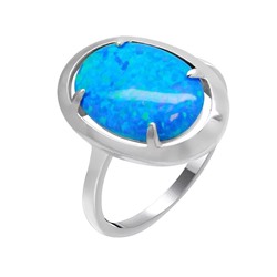 Кольцо из серебра опал синий, МОВ0290