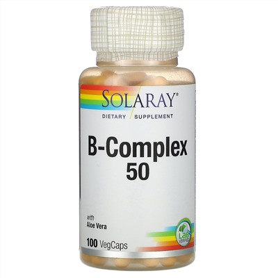 Solaray, B-Complex 50, 100 капсул с оболочкой из ингредиентов растительного происхождения