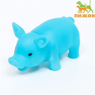 Игрушка пищащая "Маленький поросенок" для собак, 9 см, голубая