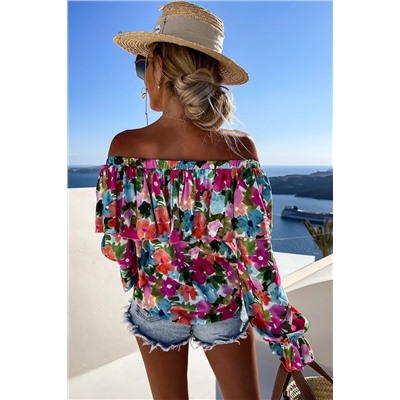 Floral Print Ruffled Off Shoulder Blouse