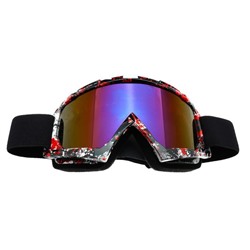 Очки-маска для езды на мототехнике, стекло сине-фиолетовый хамелеон, черно-красные, ОМ-25