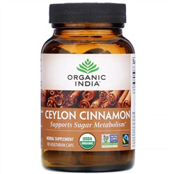Organic India, Ceylon Cinnamon, 90 Vegetarian Caps