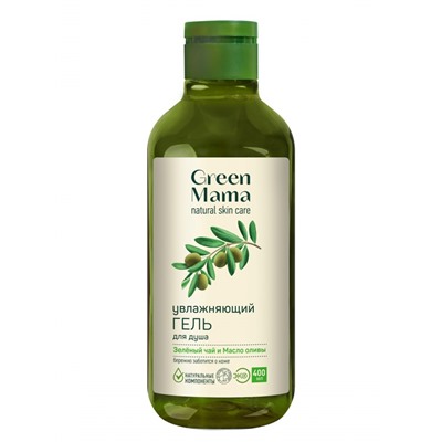 Green Mama Гель для душа увлажняющий "зелёный чай и маcло оливы", 400 мл