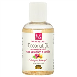 Natural Factors, WomenSense, кокосовое масло с эфирным маслом розовой герани и ванили, 4 унции (115 мл)