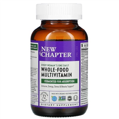 New Chapter, Every Woman, ежедневная мультивитаминная добавка для женщин, 72 вегетарианских таблетки