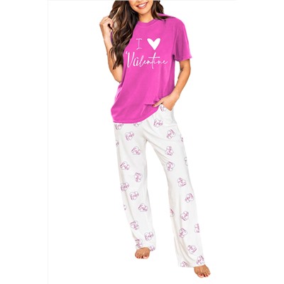 Bonbon I Love Valentine Print Tee and Pants Lounge Set