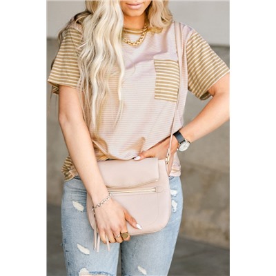 Contrast Striped Patchwork Tee