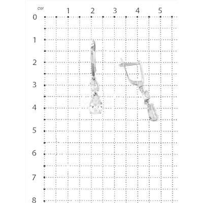 Серьги из серебра с фианитами родированные 925 пробы С-3204-Р