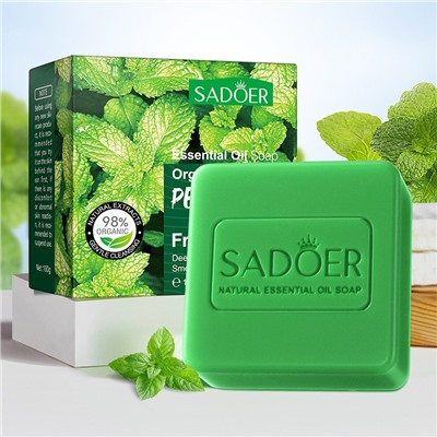 Мыло для лица и тела с экстрактом МЯТЫ Sadoer Organic Pepermint Fragrant Soap, 100 гр.