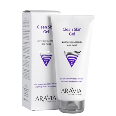 406141 ARAVIA Professional Интенсивный гель для ультразвуковой чистки лица и аппаратных процедур Clean Skin Gel, 200 мл